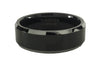 Black with Silver Bevel Tungsten Ring