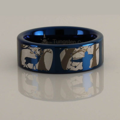 Tungsten Carbide Bowhunting Scene Ring