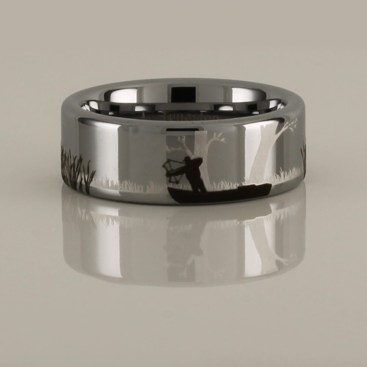 Tungsten Carbide Bowfishing Scene Ring
