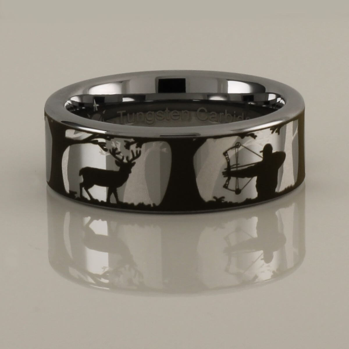 Tungsten Carbide Bowhunting Scene Ring