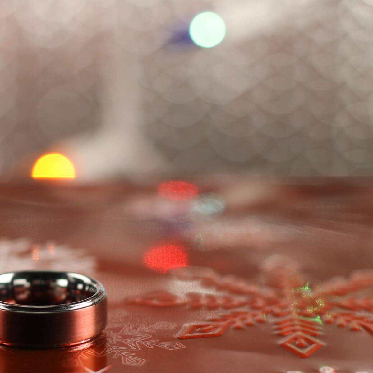 Tungsten Carbide Burgundy Step Ring