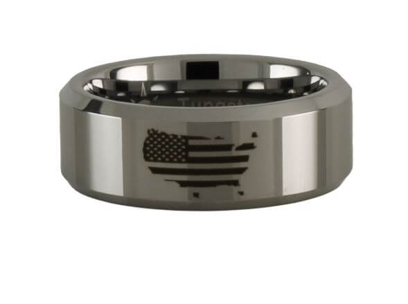 Tungsten Carbide American Flag Ring