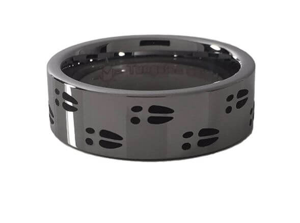 Tungsten carbide deer track 8mm ring