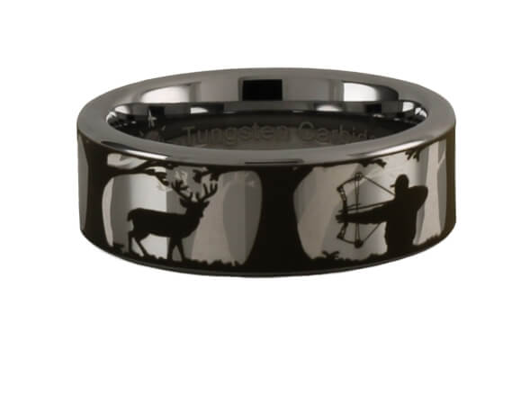 Tungsten Carbide Bowhunting Scene Ring