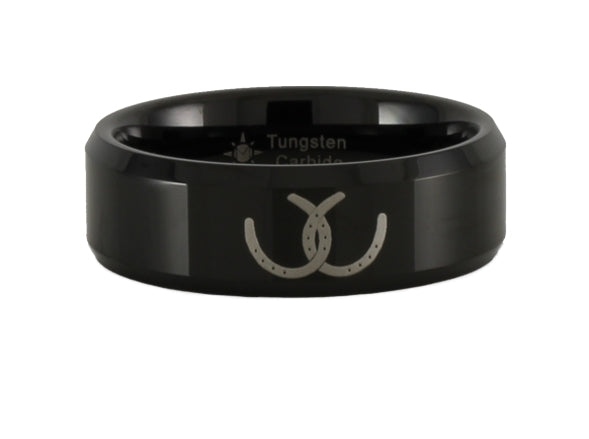 Crossed Horseshoes Tungsten Ring