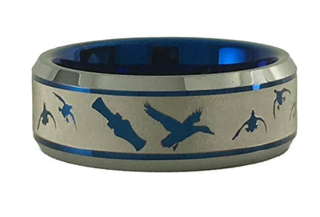 Ducks Landing with Duck Call Tungsten Ring