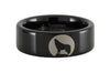 Tungsten Carbide Wolf Howling Moon Ring