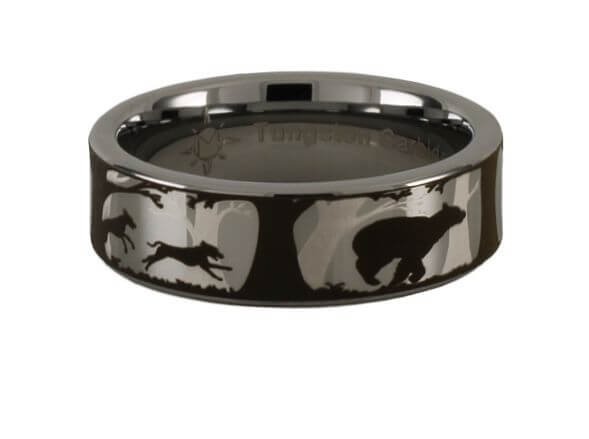 Dogs and Bear Tungsten Carbide Ring