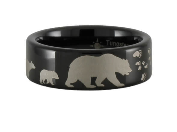 Tungsten Bear and Cubs Ring