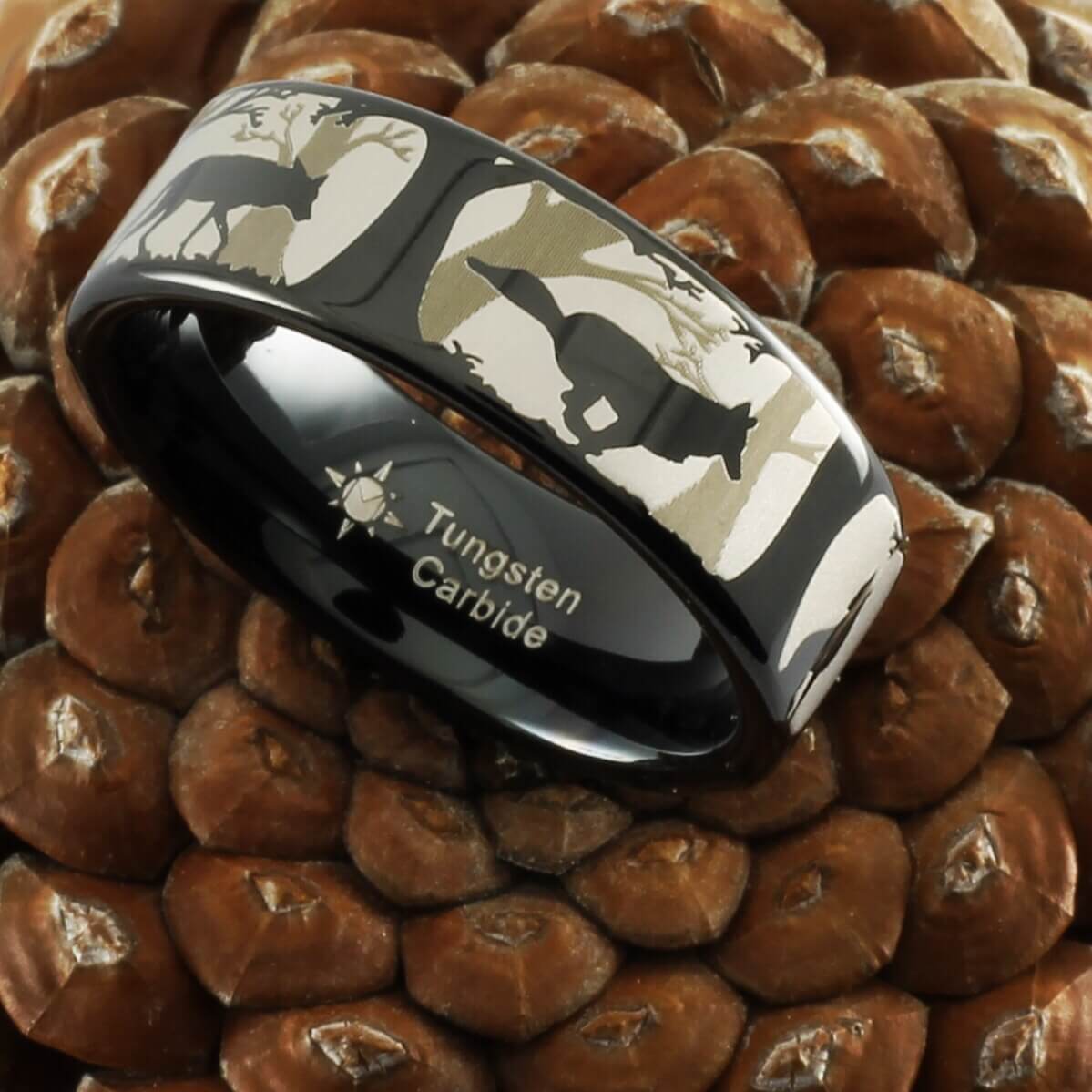 Coyote Forest Scene Ring