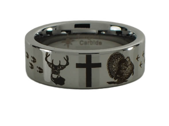 Tungsten Carbide Deer Cross Turkey Ring