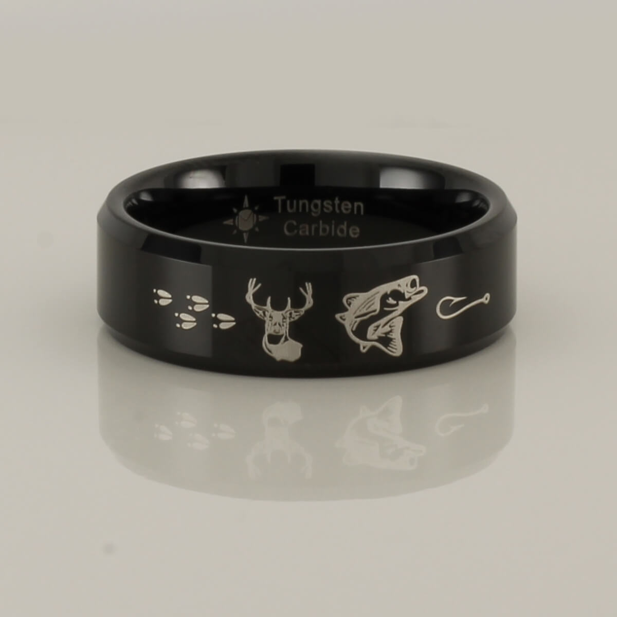 Tungsten Carbide Deer and Fish Ring