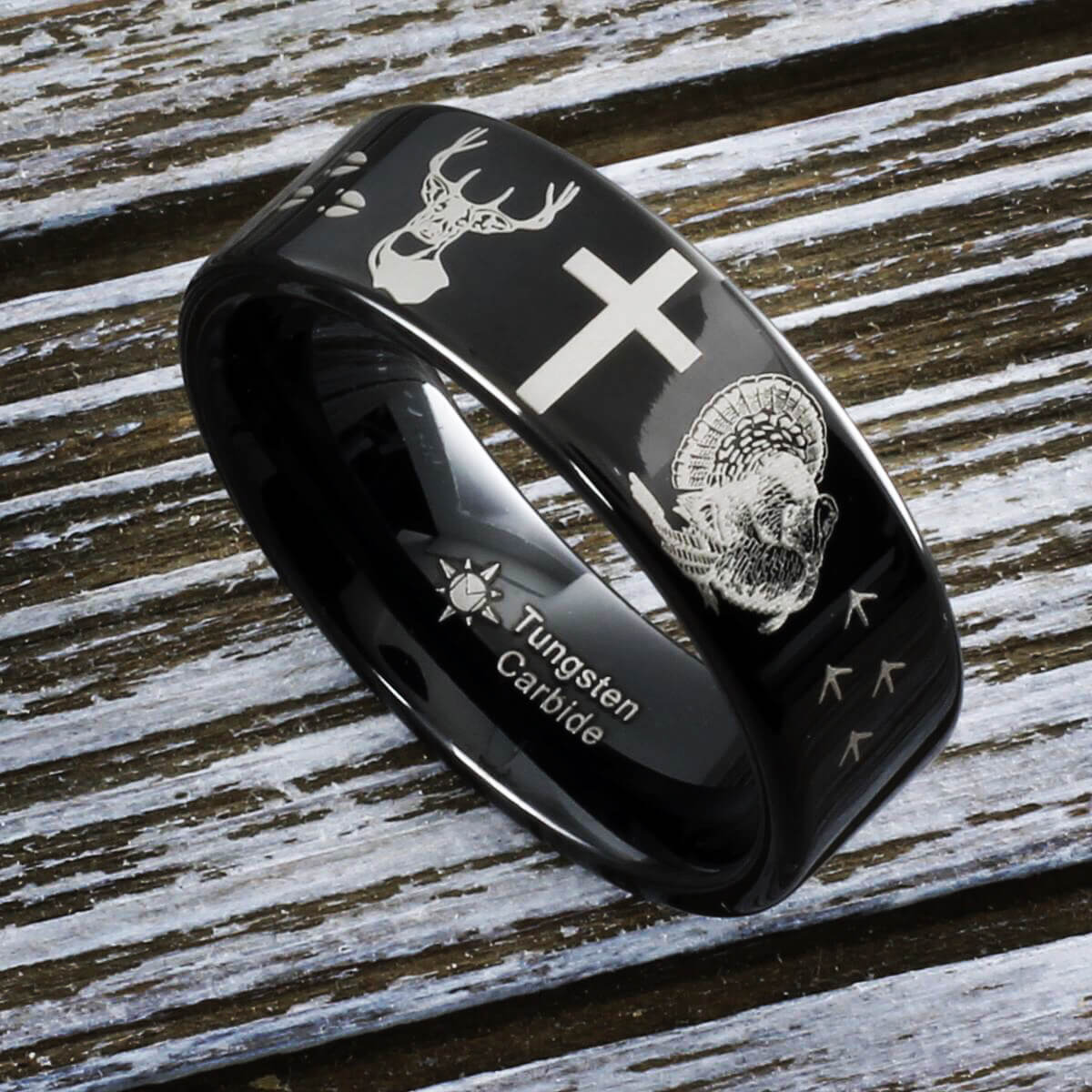 Mens Tungsten ring with crosses deals