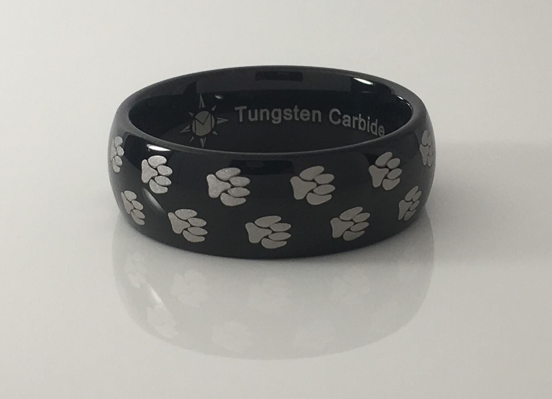 Paw Print Tungsten Dome Ring
