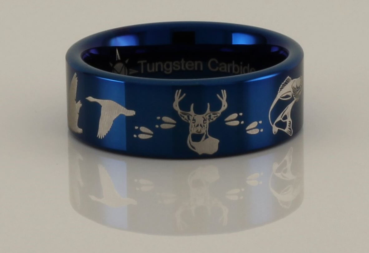 Geese Deer Walleye Tungsten Ring