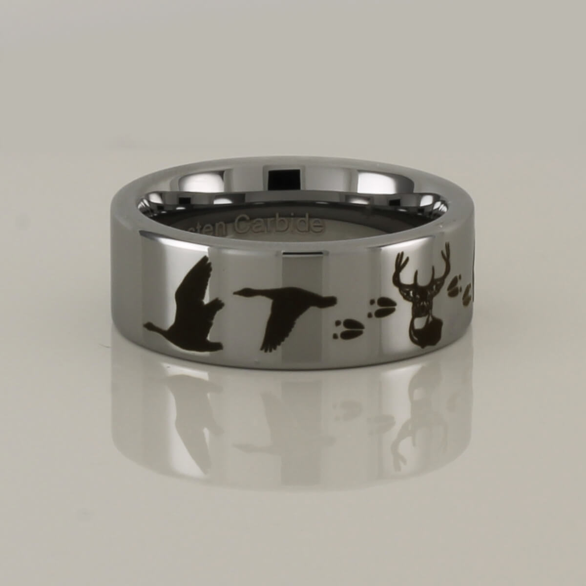 Geese Deer Walleye Tungsten Ring