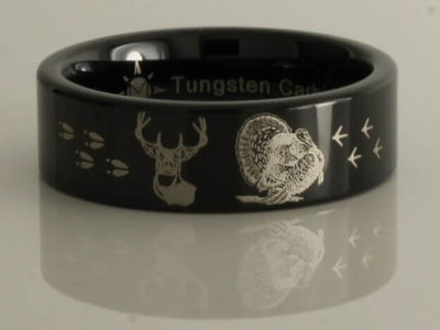 Deer and Turkey Tungsten Ring