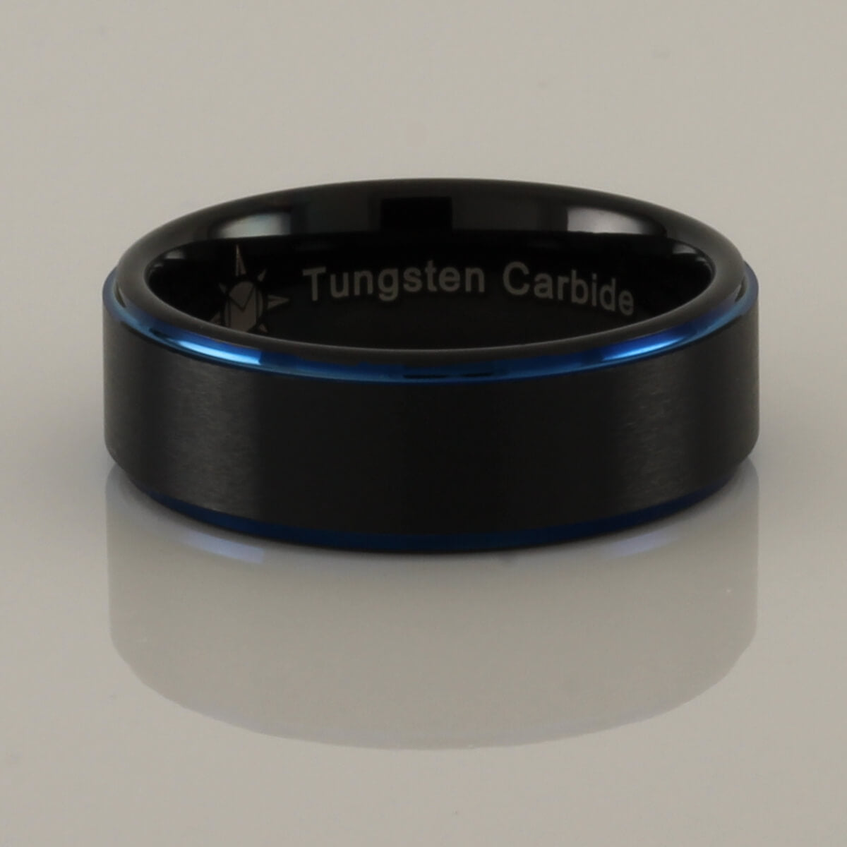 Tungsten Carbide Blue Step Ring.