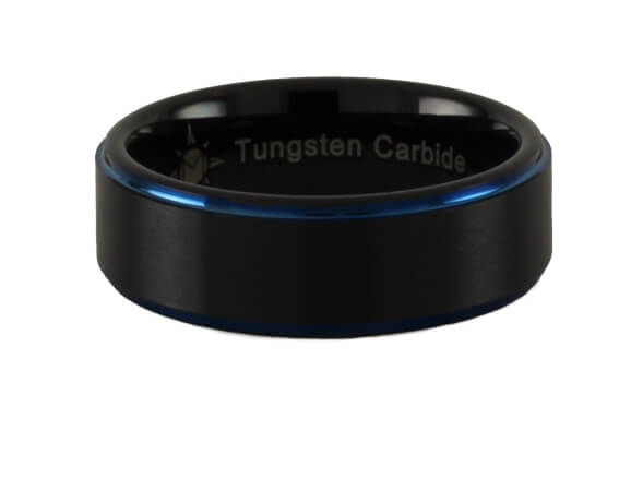 Tungsten Carbide Blue Step Ring.