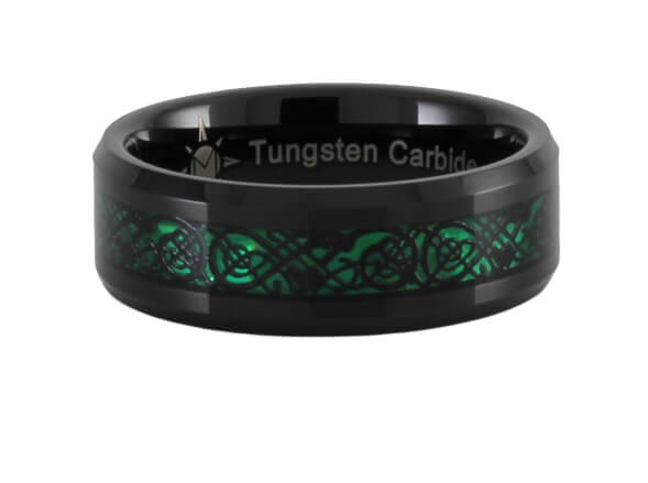 Black and Green Tungsten Carbide Ring