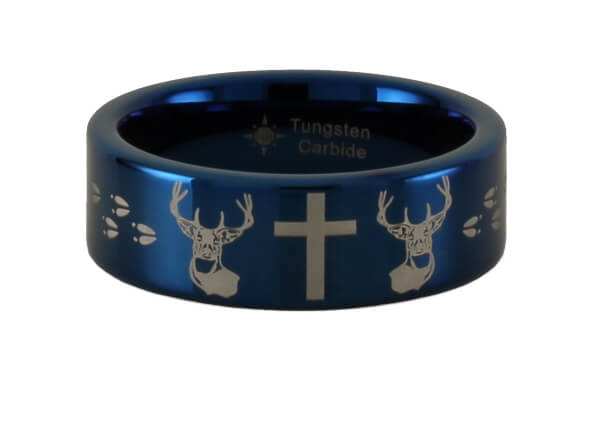 Buck Cross Buck Tungsten Pipe Style Ring