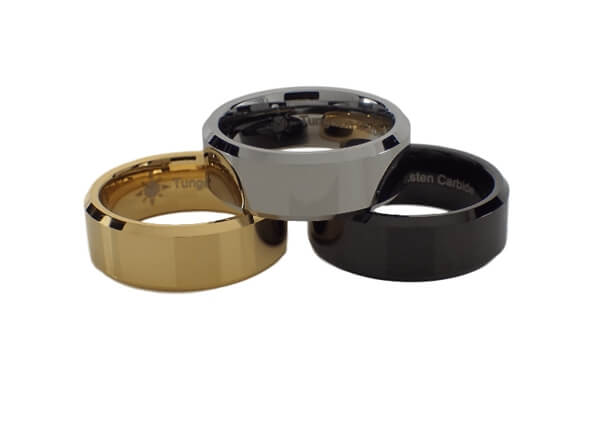 8mm Tungsten Carbide Beveled Ring