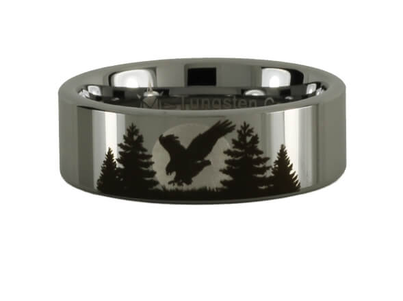 Eagle and Forest Tungsten Ring
