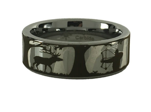 Tungsten Elk Bowhunting Scene Ring