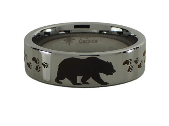 Tungsten Carbide Bear and Tracks Ring