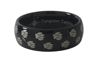 Paw Print Tungsten Dome Ring