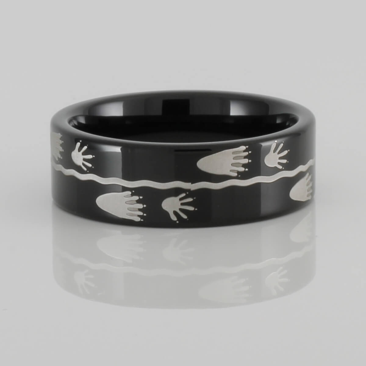 Beaver and Tracks Tungsten Ring