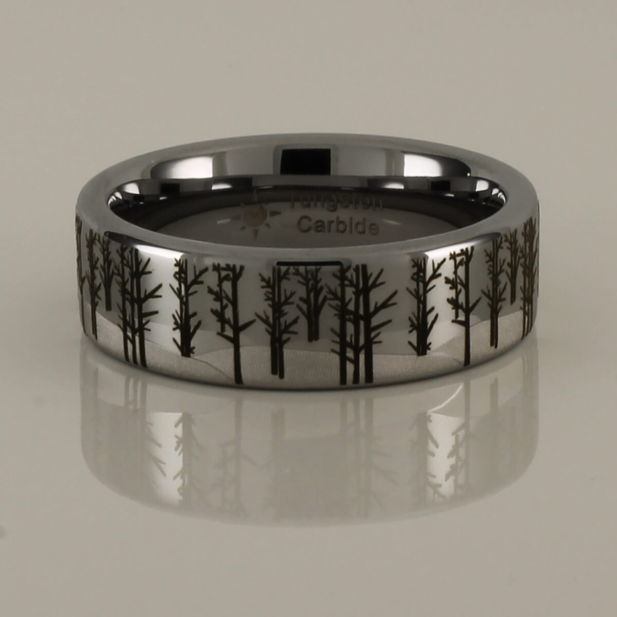 Tungsten Winter Trees Scene Ring
