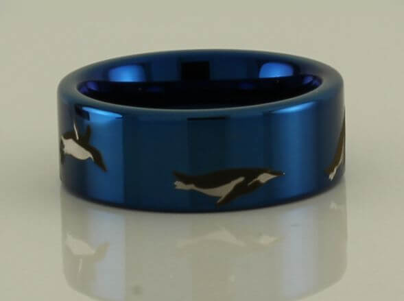Tungsten Carbide Penguin Scene Ring