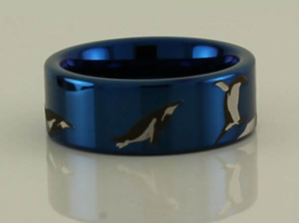 Tungsten Carbide Penguin Scene Ring