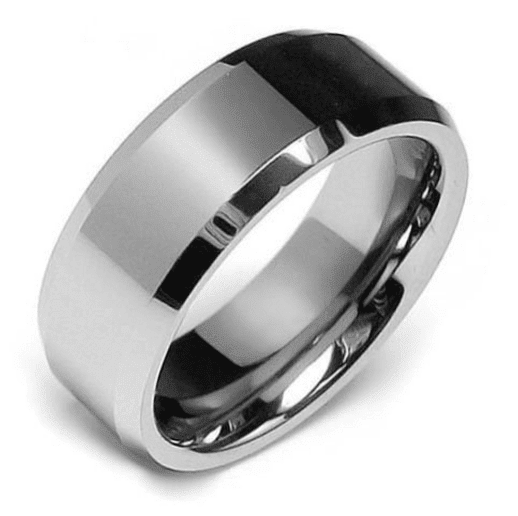 8mm Tungsten Carbide Beveled Ring - My Shinies