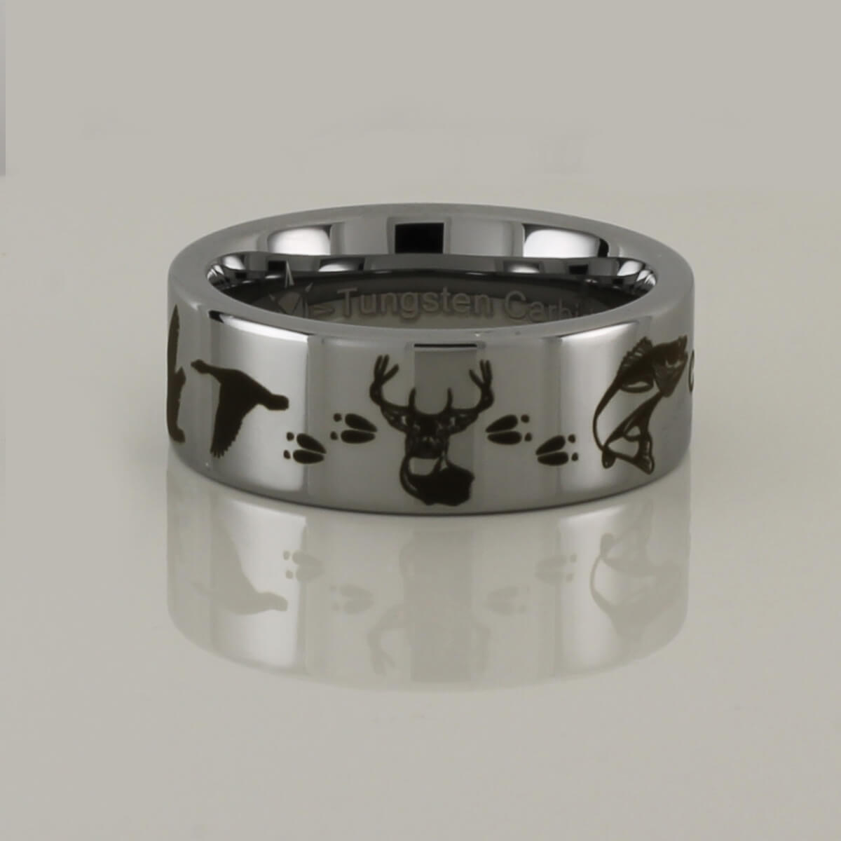 Geese Deer Walleye Tungsten Ring