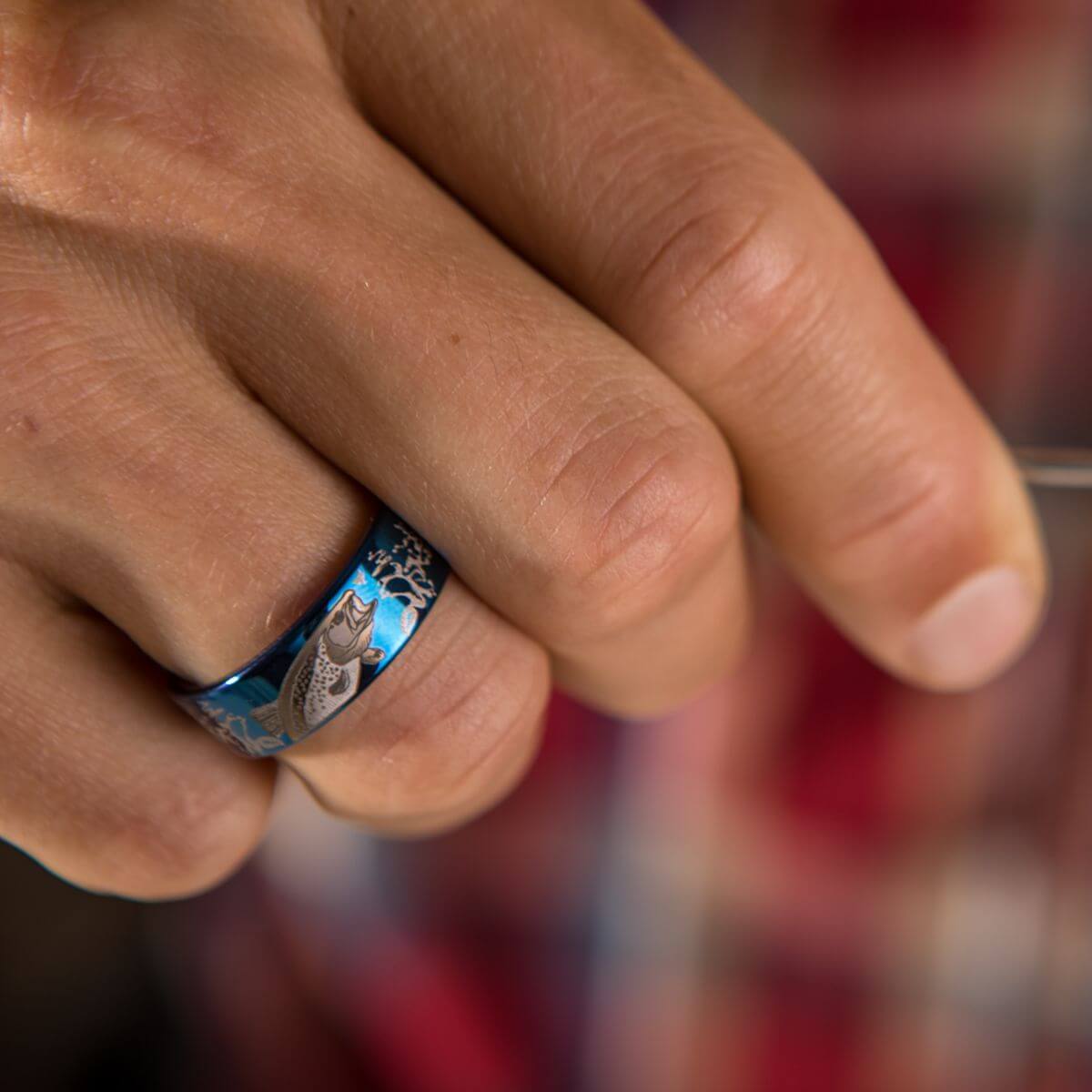 Trout Jumping Tungsten Ring