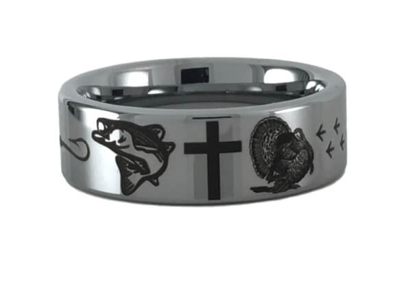 Tungsten Carbide Turkey Cross Bass Ring