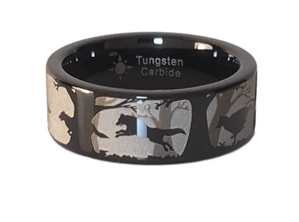 Wolves Running Forest Scene Ring
