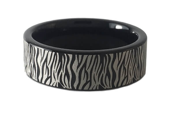 Tungsten Zebra Stripe Ring